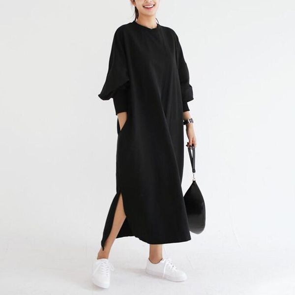 

long hoody women's sweatshirt hoodie for women pullovers plus size striped hoody dress lantern modis sudadera sudaderas, Black