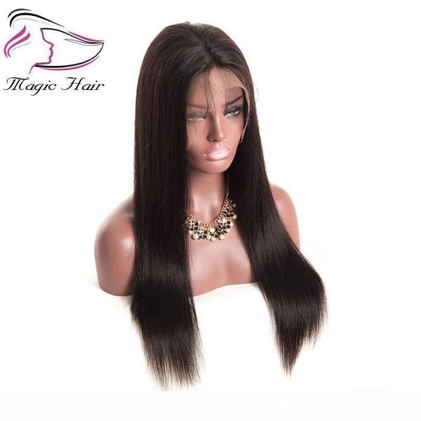 

evermagic brazilian hair non-remy 4x4 deep parting lace front human hair wigs straight pre-plucked with baby hair glueless lace front wig, Black;brown