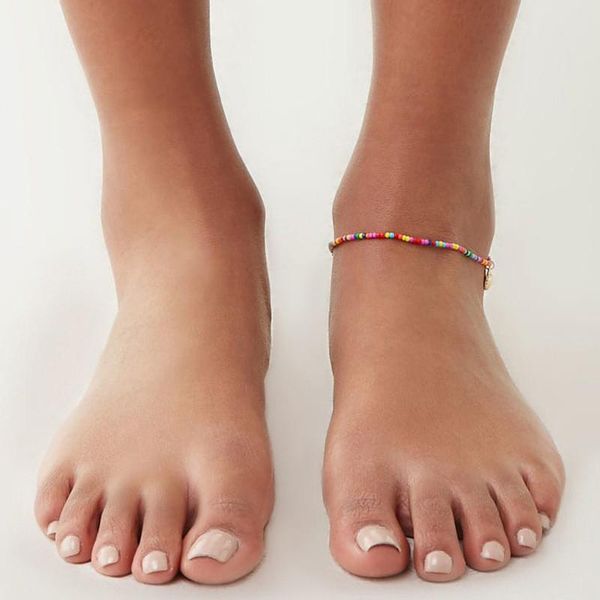 

богемные красочные кристалл семян шариков scallop shell anklets для женщин летний океан пляж браслет лодыжки ноги ювелирные изделия ног 2019, Red;blue