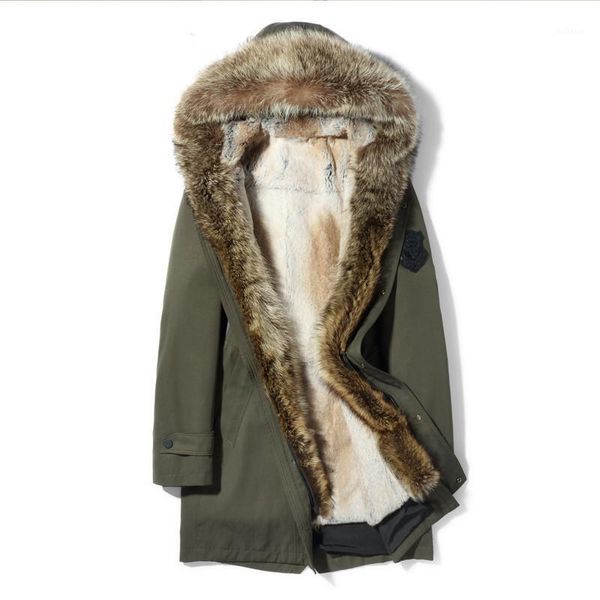 

real fur coat natural mink raccoon fur parka winter jacket men luxury warm parkas plus size veste mg-1807061 my19791, Black