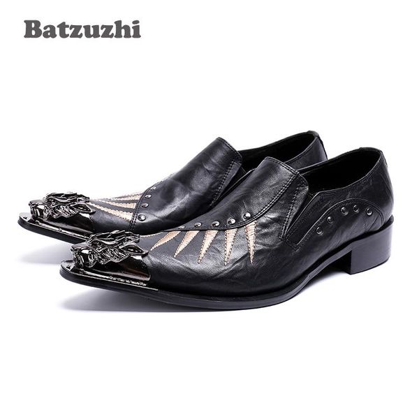 

japanese handsome men shoes pointed metal tip genuine leather dress shoes men black business oxford flats designer shoe
