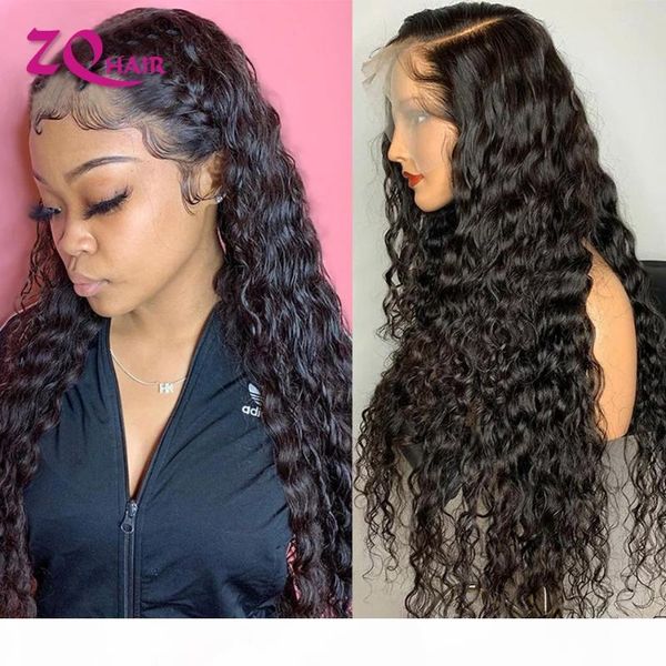 

deep wave transparent lace front human hair wigs 30 inch remy brazilian lace closure wig for women human hair curly wigs, Black;brown