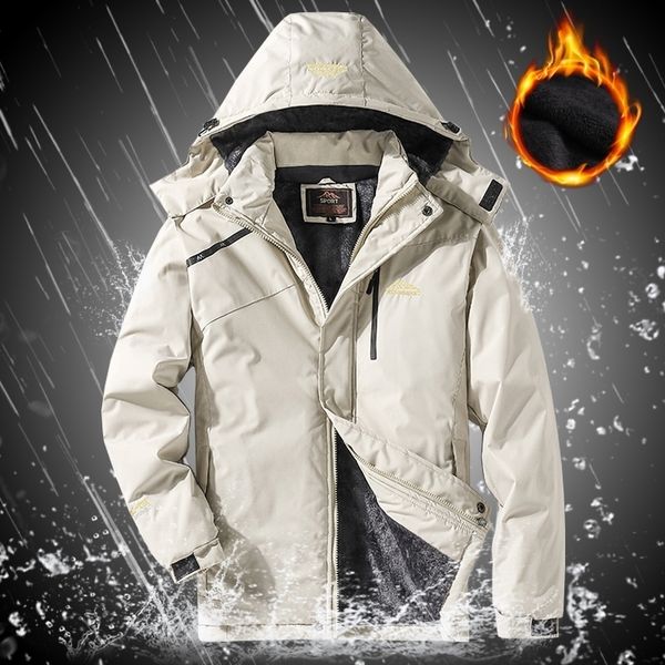 

winter outdoor jacket men waterproof jackets windproof outwear parkas mens windbreaker army coat thick overcoat for hiking 201123, Black;brown