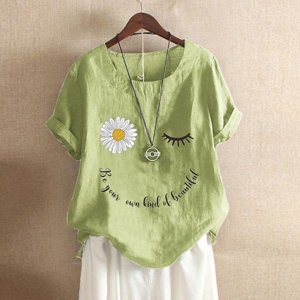 

women casual floral print short sleeve o-neck loose shirt blouse large size women's blouses summer new leisure blouse, White