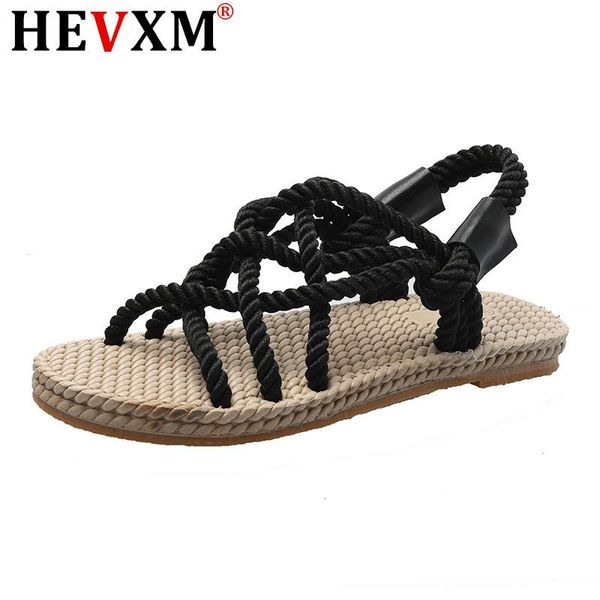 

2021 sandals woman shoes braided rope with traditional casual style and simple creativity fashion sandals women summer shoes, Black