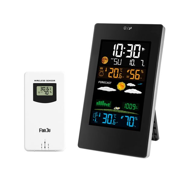 

digital wall clock color weather station temperature humidity wireless sensor table desk watch home decoration modern design 1008