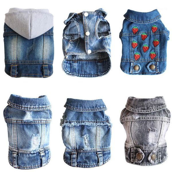 

dog apparel xs-2xl denim clothes cowboy pet coat puppy clothing for small dogs jeans jacket vest outfits cat clothes1
