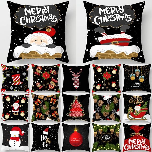 

1pcs christmas tree deer santa claus pattern 45*45cm polyester cushion cover decorative sofa home car decor pillowcover 40991