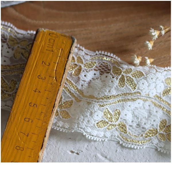 

3yds/lot 5.8cm wide soft elastic gold thread embroidery fold lace sewing clothes decorative lace fabric accessor jllbbd