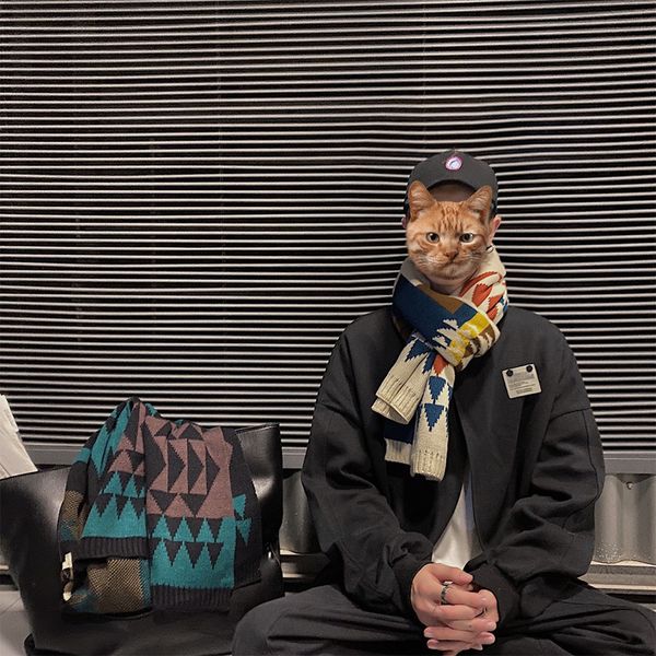 

шарф мужчина зима мода личности корейская версия универсальной женский подарок мода студентой этикетки пара шарфа, Blue;gray