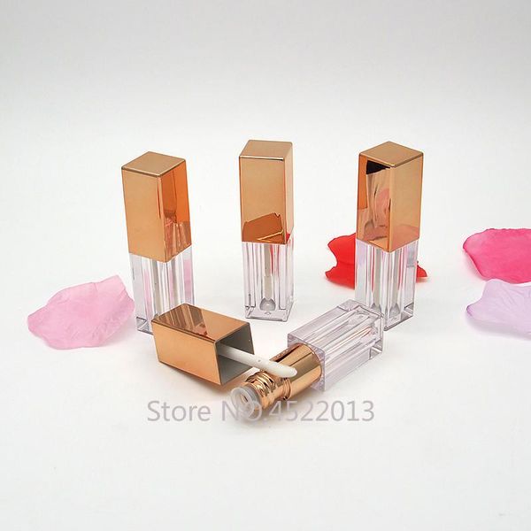 

storage bottles & jars 3ml square clear lipgloss bottle n rose gold cap, diy empty plastic cosmetic liquid lipstick container,lip gloss refi