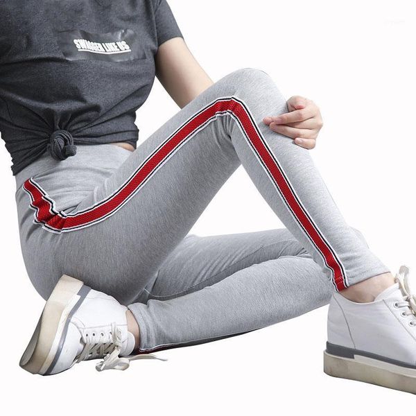 

black grey knitted fitness warm leggings striped high elastic waist pants bandage trouser women pencil pantalones mujer femme1