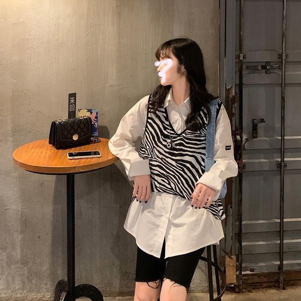 

3ah9m с topa1789 две тельняшки рубашки моды зебры трикотажной жилет длинный рукав дизайн чувство рубашка топ enjun шт набор fghq8, Gray