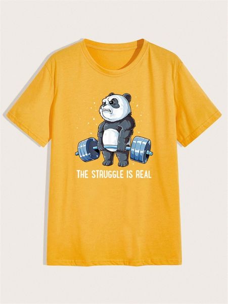 

men panda & slogan graphic tee d6wb#, White;black