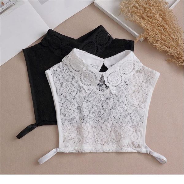 

womens sweater decorative false fake collar hollow out floral lace detachable pullover lapel half shirt blo qylkky, Blue;red