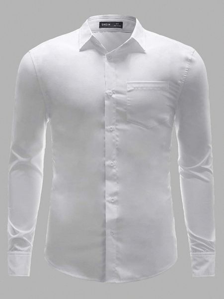 

men solid patched pocket shirt g6hn#, White;black