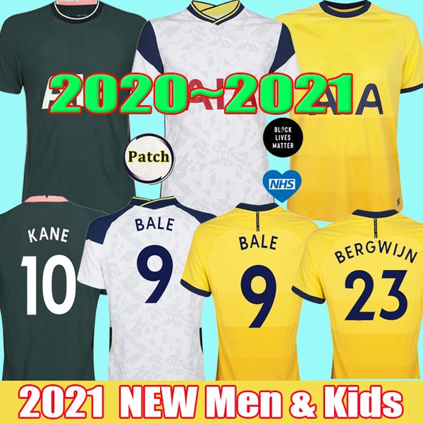 

20 21 bale tottenham soccer jerseys bergwijn kane son lucas spurs dele ndombele lo celso football shirt man men kids kits sets uniforms, Black;yellow