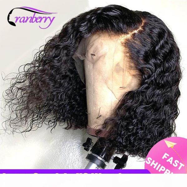 

deep wave bob lace front human hair wigs for women brazilian remy hair short curly bob wigs pre plucked hairline 4x4 closure wig, Black;brown