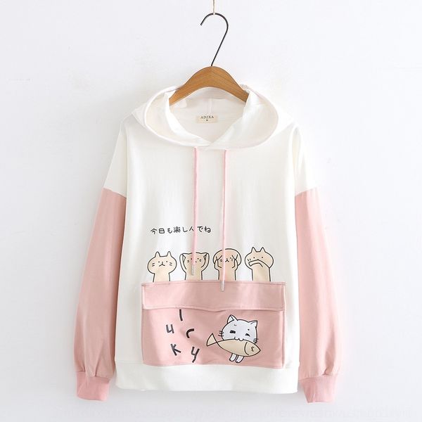 

nb0bh 2020 spring and sweatercoat sweaterautumn new cute student sweater printed cat girl hooded thick coat girlfriends ovr9z, Black