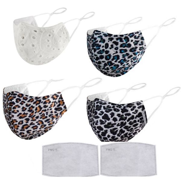

2020 new 2 layers cloth mask dustproof and sunscreen face masks for cotton washable adjustable spot leopard print mask