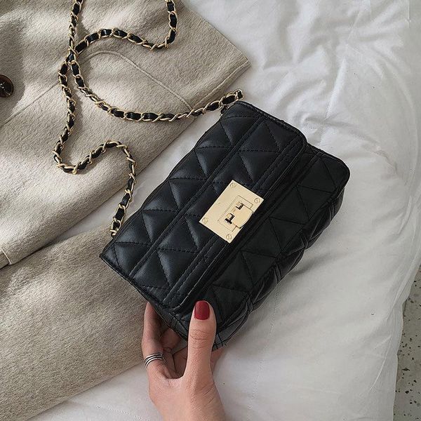 

female crossbody bags for women 2020 quality pu leather handbags designer ladies chains lock shoulder messenger bag