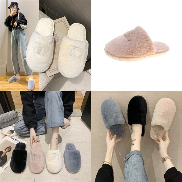 

fngge women soft slippers winter warm cartoon slipper plush bear plush thick shoes soled men slip home indoor bedroom couples on ladies, Black