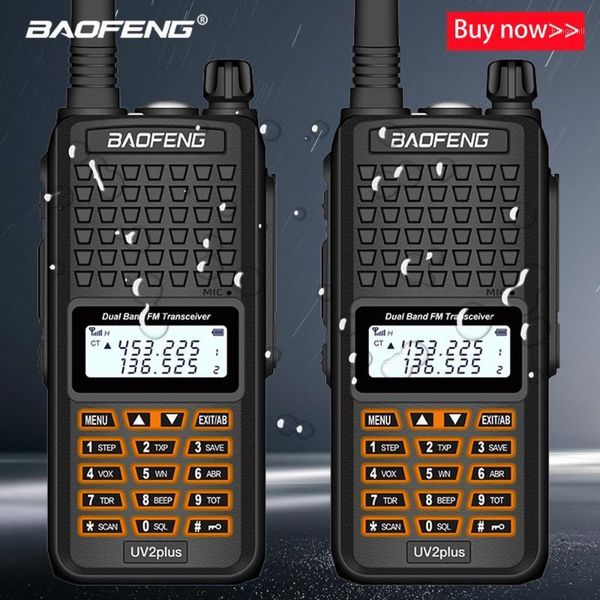 

2pcs baofeng uv2plus waterproof walkie talkie long range 5-20km two way radio vhf uhf ham radio long range cb station1