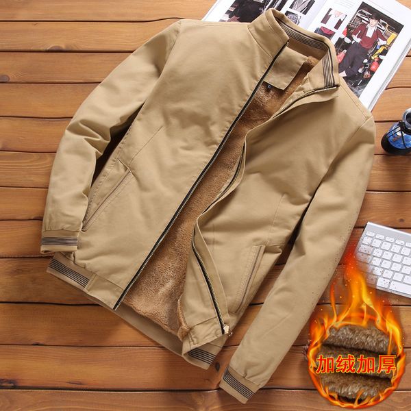 

2020 new autumn and winter spring thick work jacket casual plush cotton clothes men's fashion, Black;brown