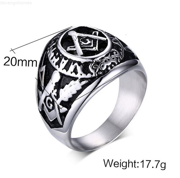 

stainless vintage masonic rings in 20mm steel men's, Golden;silver