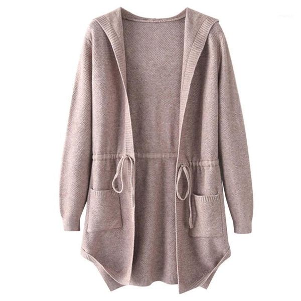 

2020 women jacket womens winter jacket winter women solid print pocket drawstring cardigan knit long sleeve long coat #40%1, Black;brown