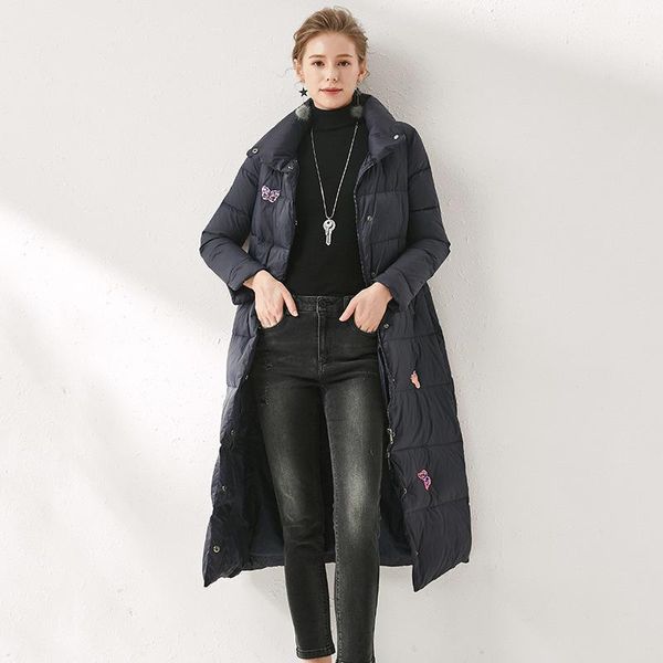 

women's thick embroidered slim down jacket winter clothes women's down jacket womens coats winter1, Black
