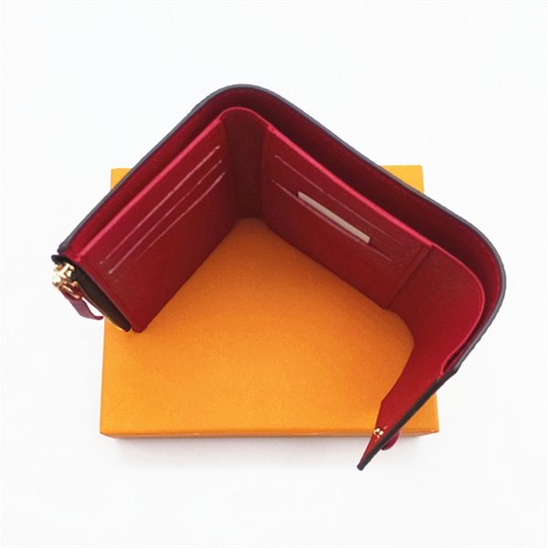 

fashion women wallet classic woman short wallets coated canvas with real leather small bifold wallets with coin pocket, Red;black