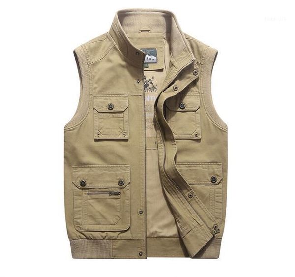 

men vest plus size 4xl-7xl casaco masculino cotton casual multi pocket vest men autumn winter waistcoat1, Black;white
