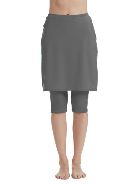 

women' black swimwear skirt with leggings (gray) 1017, White;black