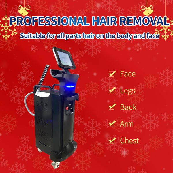 

vertical diode laser permanent hair removal machine with three wavelength 755 808 1064 professional, Black