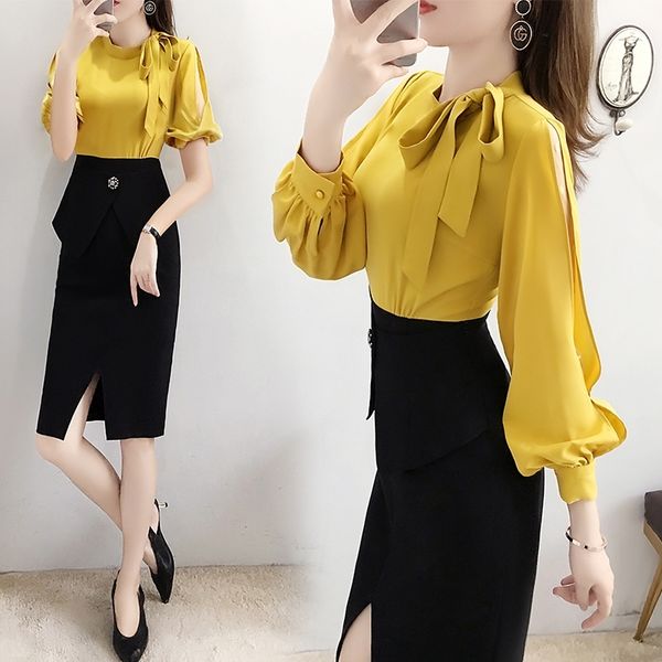 

zm68h autumn 2020 formal dressnew women's dresswomen's waistline shows thinlong sleeve hip temperament skirtmedium and long coveri, Black;gray