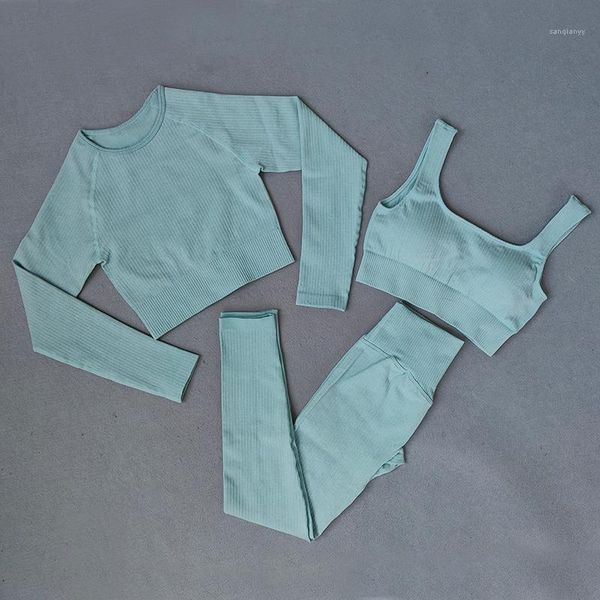 

yoga outfits women's set workout clothes sportswear athletic wear sports gym legging seamless fitness bra crop long sleeve suit1, White;red