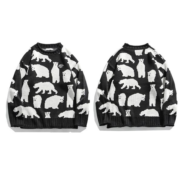 

2021 urso polar sal casal para homem mulher verso coreana do outono solto e inverno design camisola mtp6, White;black