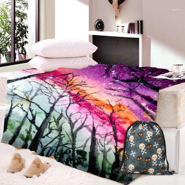 

starry sky blanket thickening 3d printed pattern thin quilt family blanket for kids throw in cap warm1