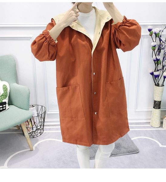 

women's designer jacket 2020 fashion women's trench coat plus size hoodie trench coat pocket button light coat for girls two coats, Black