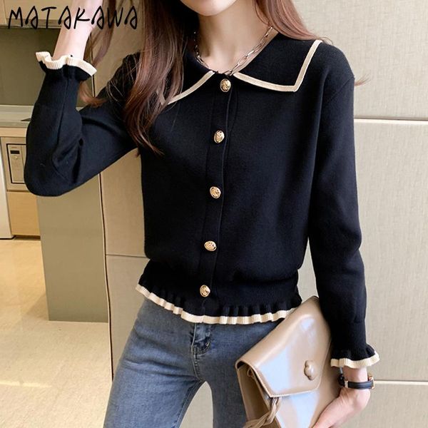 

women's knits & tees matakawa slim waist long sleeve knitted cardigan autumn and winter 2021 sweaters korean fashion short woman sweate, White