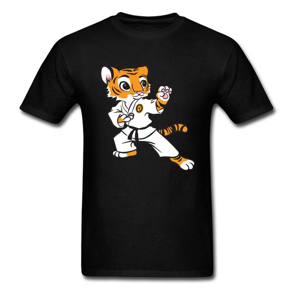 

летний прохладный tshirt забавный дизайн тигр играть каратэ дзюдо негабаритные white o шеи для мальчика чудаковатый спорта толстовка с капюш