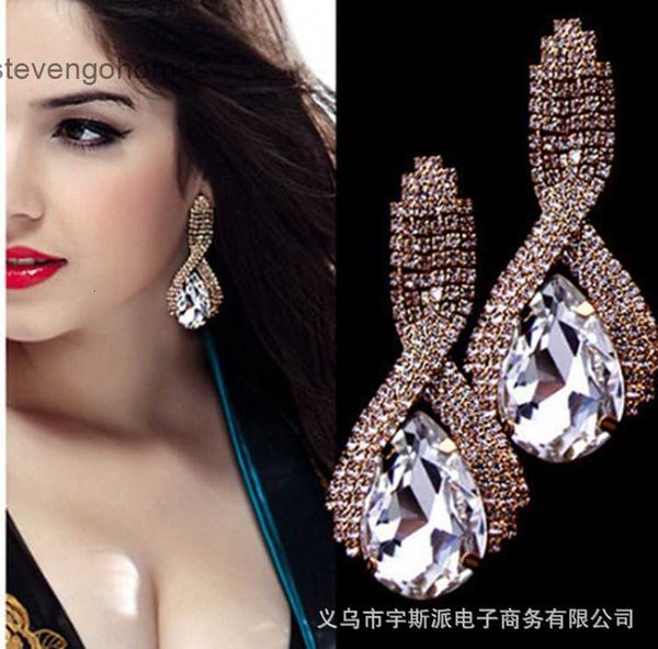 

earrings 2020 new fashion diamond water drop crystal, Golden