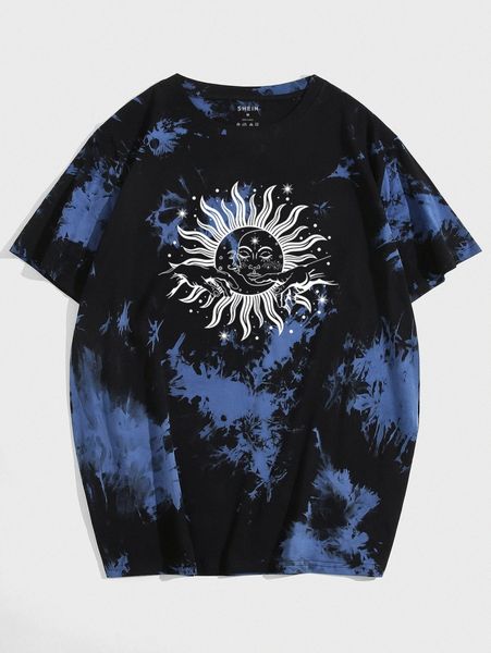 

men sun print tie dye tee o72i#, White;black