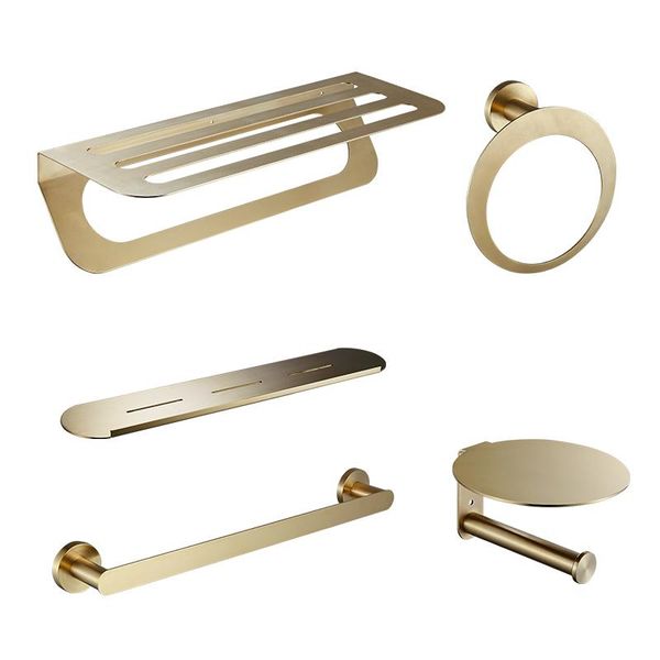 

brushed gold bathroom accessories set towel rack corner shelf toilet roll holder toilet brush holder wall mounted robbe hook bbyoth