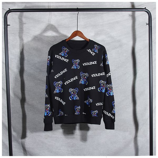 

2021 autumn winter fashion brand new coat full of letters colorful bear printed thin hoodie men and women k4si, Black