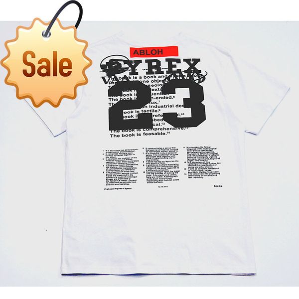 

off style white joint no. 23 team design short sleeve t-shirt hip hop loose couple leisure fashion brand, White;black