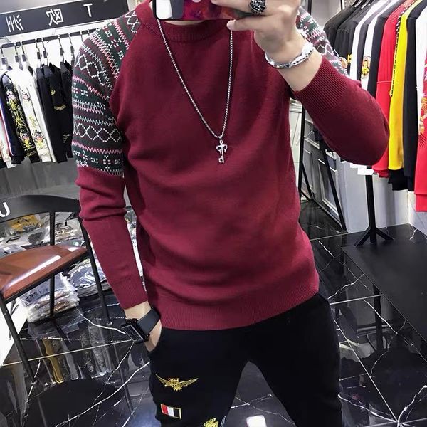 

2021 men's winter korean fashion design brand slim sweater pullover, White;black