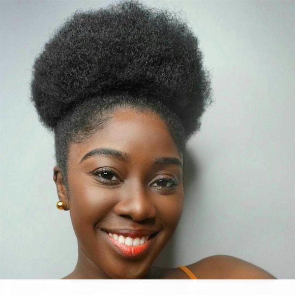 

natural hair ponytail hairpieces clip in short high afro kinky curly human hair 120g drawstring ponytail hair extension for black women