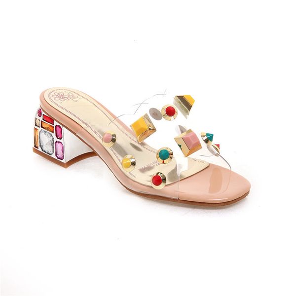 

fashion 2021 new women's see-through sandals heels party wedding shoes slipper woman 1 61rz, Black